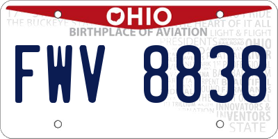 OH license plate FWV8838