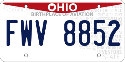 OH license plate FWV8852