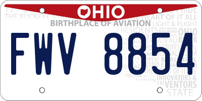 OH license plate FWV8854