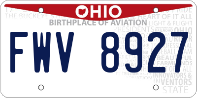 OH license plate FWV8927