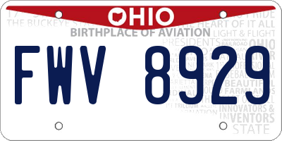 OH license plate FWV8929