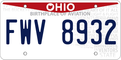 OH license plate FWV8932