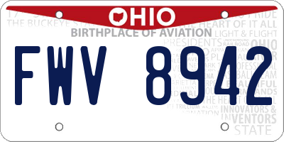 OH license plate FWV8942