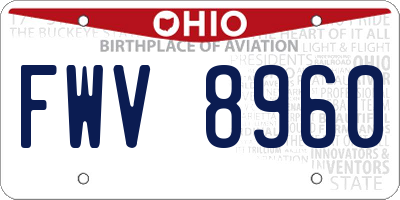 OH license plate FWV8960