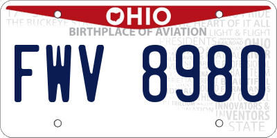 OH license plate FWV8980