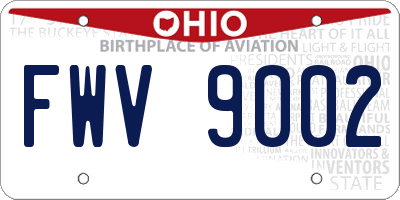 OH license plate FWV9002