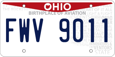 OH license plate FWV9011