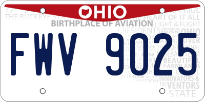 OH license plate FWV9025
