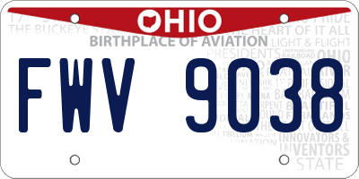 OH license plate FWV9038