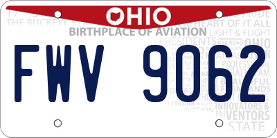 OH license plate FWV9062
