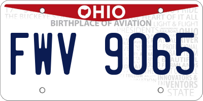OH license plate FWV9065