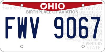 OH license plate FWV9067