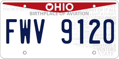 OH license plate FWV9120