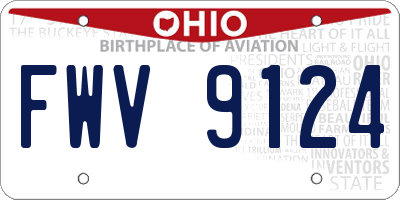 OH license plate FWV9124