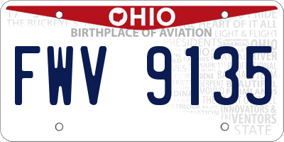 OH license plate FWV9135