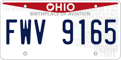 OH license plate FWV9165