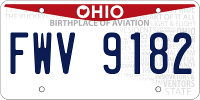 OH license plate FWV9182