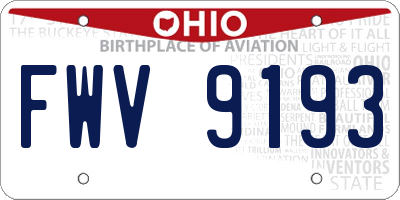 OH license plate FWV9193