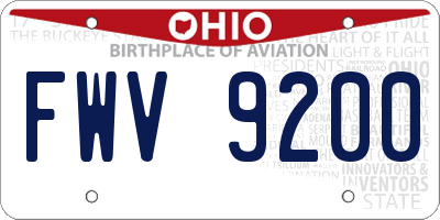 OH license plate FWV9200