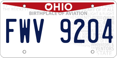 OH license plate FWV9204