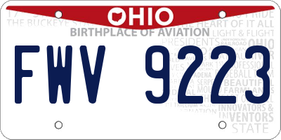 OH license plate FWV9223