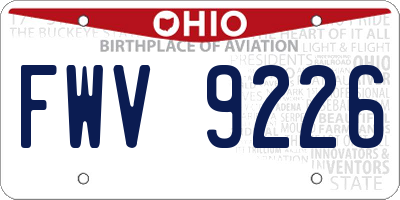 OH license plate FWV9226