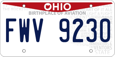 OH license plate FWV9230