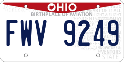 OH license plate FWV9249