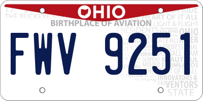 OH license plate FWV9251