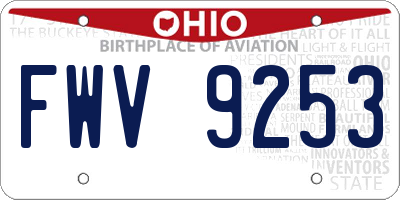 OH license plate FWV9253