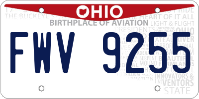 OH license plate FWV9255