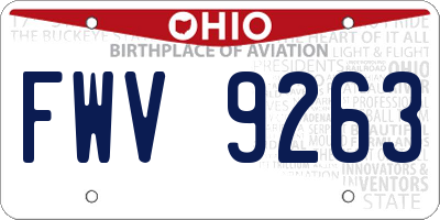 OH license plate FWV9263