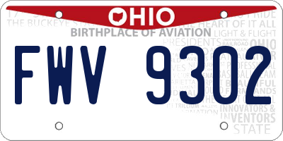 OH license plate FWV9302