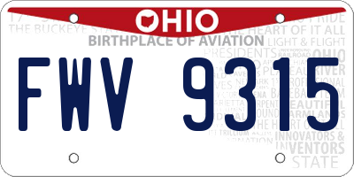 OH license plate FWV9315