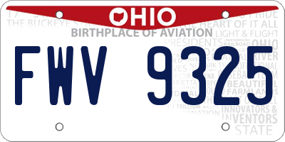 OH license plate FWV9325