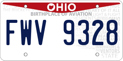 OH license plate FWV9328