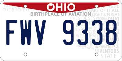 OH license plate FWV9338