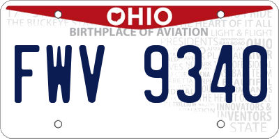 OH license plate FWV9340