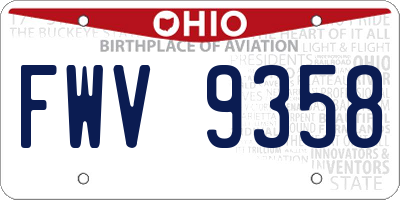 OH license plate FWV9358
