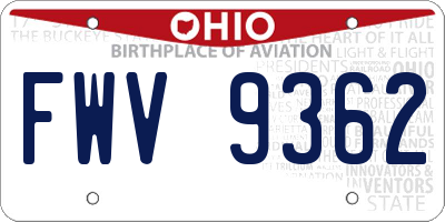 OH license plate FWV9362