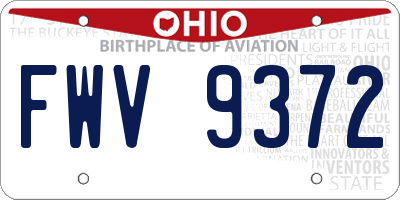 OH license plate FWV9372