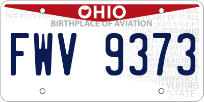 OH license plate FWV9373