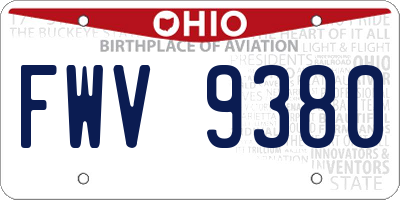OH license plate FWV9380