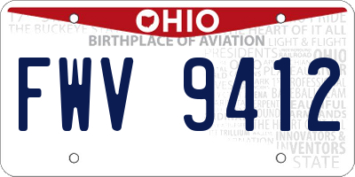 OH license plate FWV9412