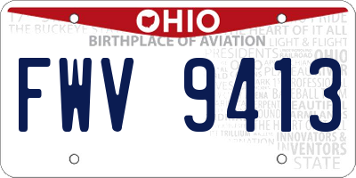 OH license plate FWV9413