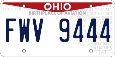 OH license plate FWV9444