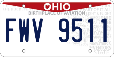 OH license plate FWV9511