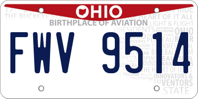 OH license plate FWV9514