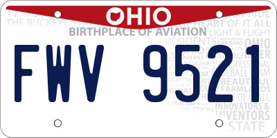 OH license plate FWV9521