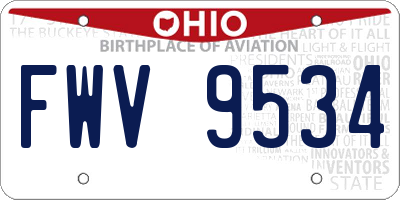 OH license plate FWV9534